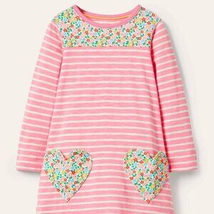 Girls Mini Boden Pretty Pink Floral Cotton Dress, size 7-8